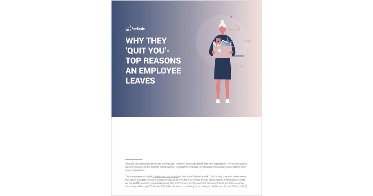 Why They 'Quit You' Top Reasons an Employee Leaves