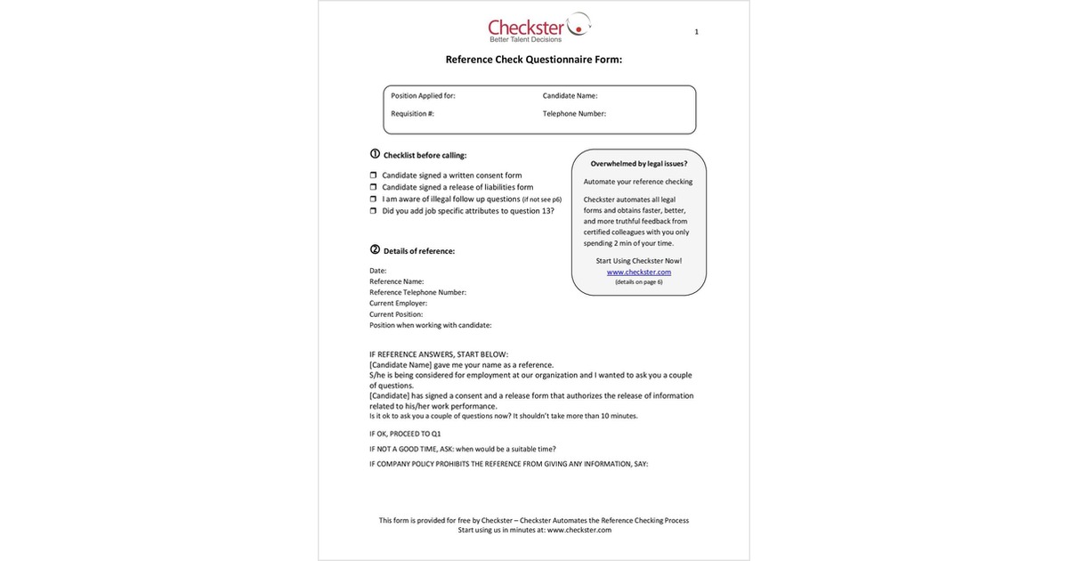 Candidate Reference Check Form