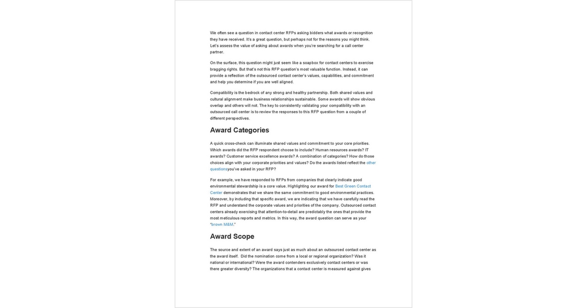 Upgrade Your Contact Center RFP By Asking About Awards