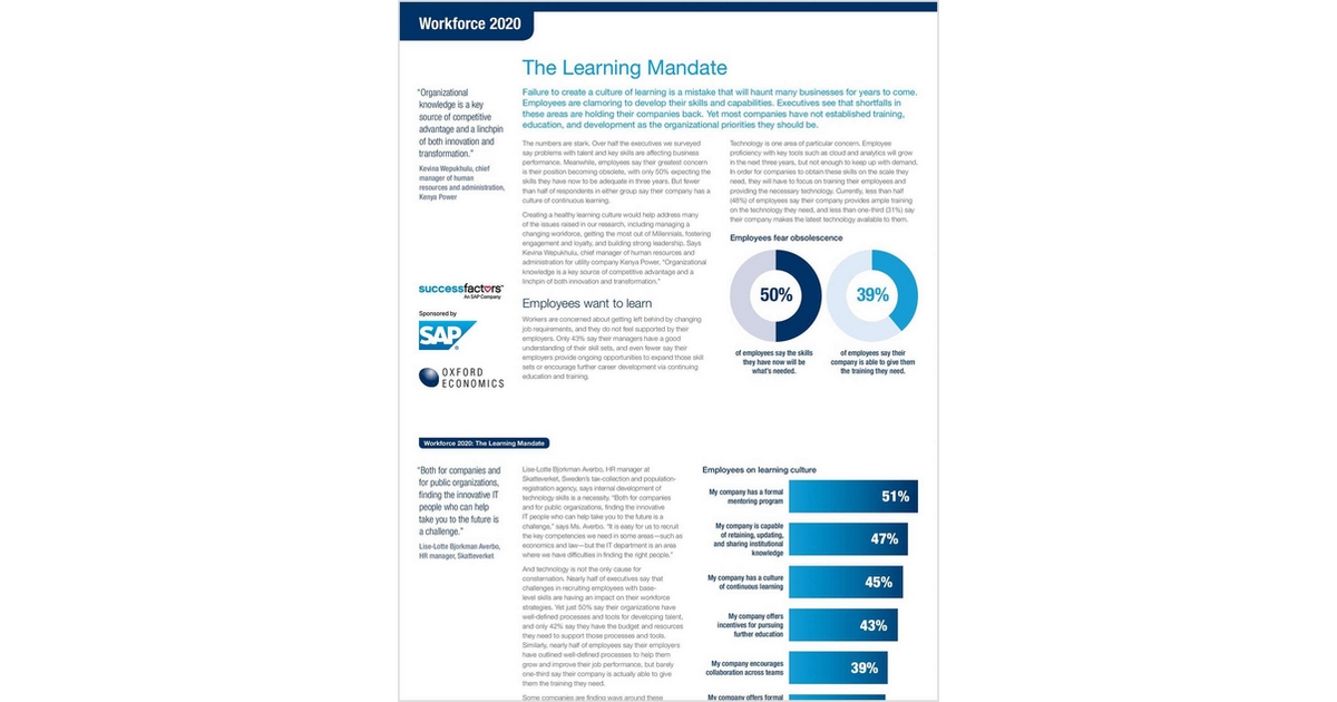 Workforce 2020 Think Piece 4 â€“ Bridging the Skills Gap: The Learning Mandate