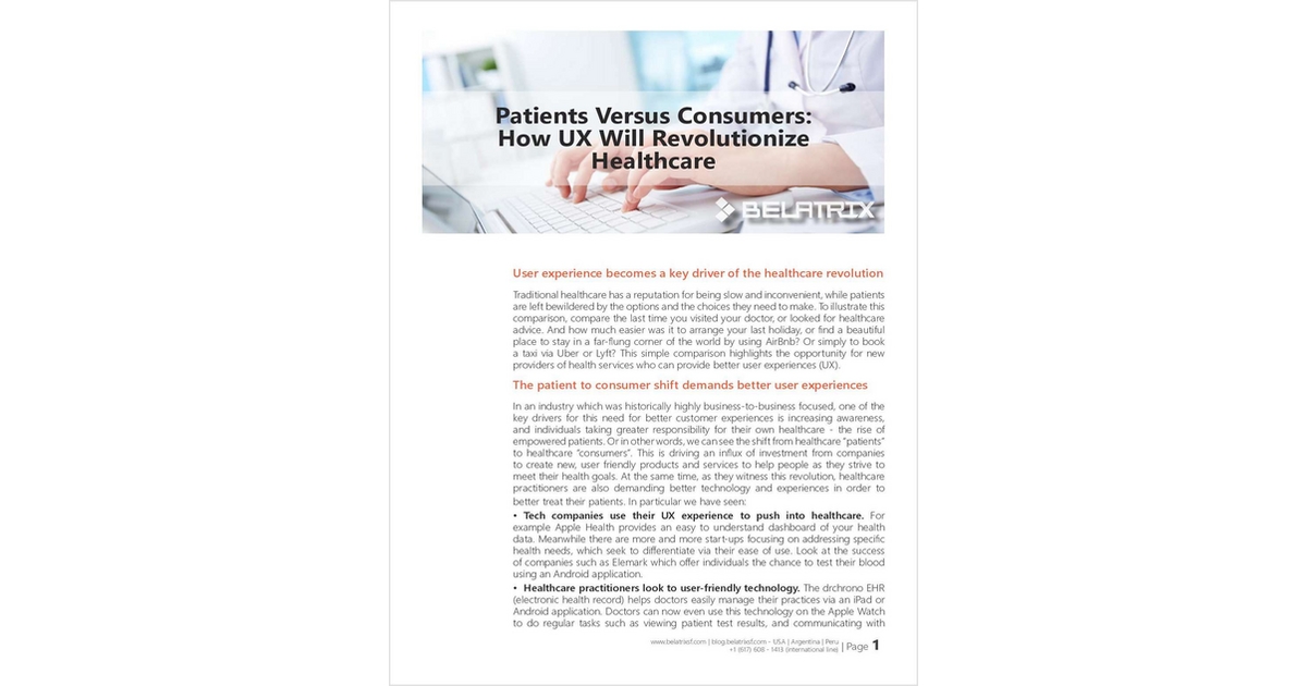 Patients Versus Consumers: How UX Will Revolutionize Healthcare